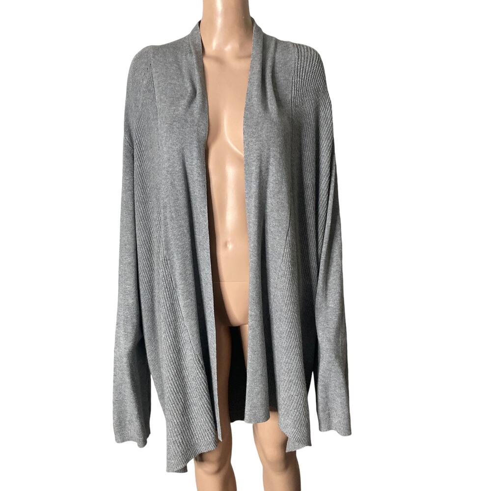 Devotion by Cyrus Sweater Long Cardigan Womens 3XL Open Front Gray Ribbed